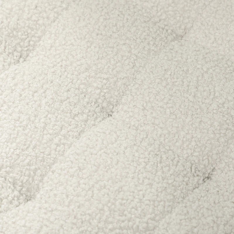 HOMCOM 18" Round Ottoman with Storage, Teddy Fleece Button Tufted Foot Stool with Lid, Wood Legs for Living Room Hallway, White