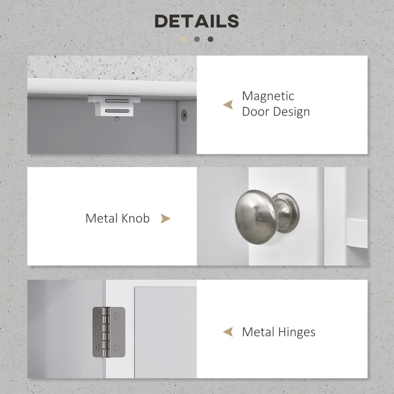 kleankin Bathroom Medicine Cabinet with Mirror, Wall-Mounted Bathroom Cabinet with Adjustable Shelf for Living Room and Laundry Room, White