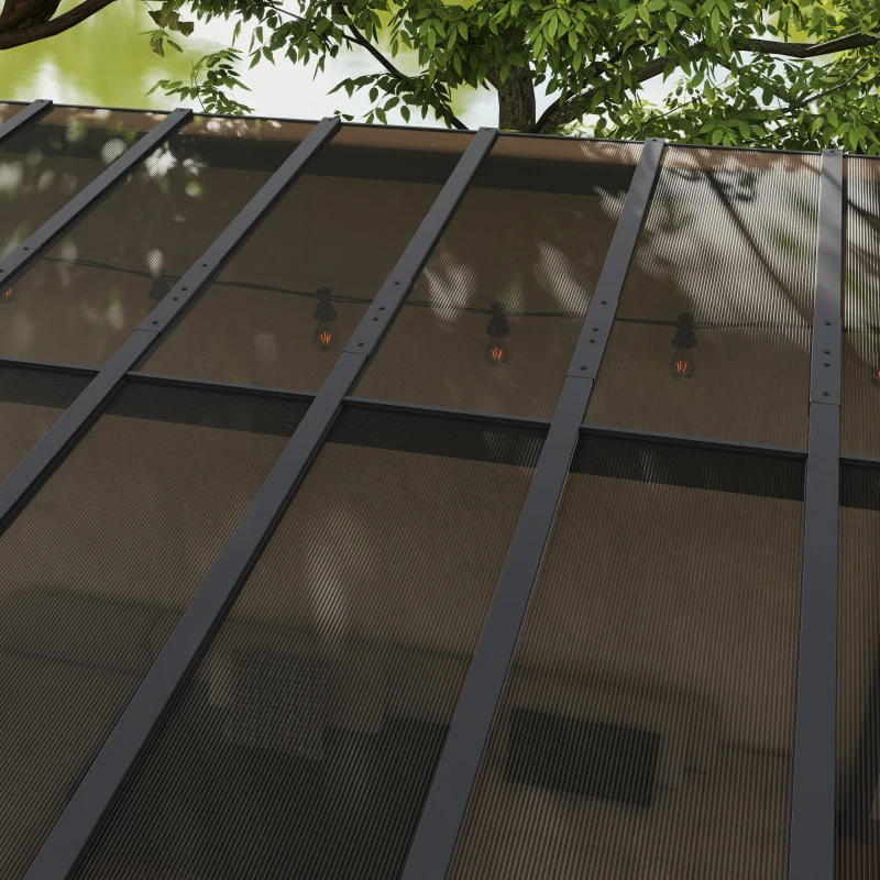 Outsunny 10' x 14' Hardtop Gazebo Wall-Mounted / Free Standing Outdoor Pergola with UPF 50+ & Waterproof Polycarbonate Roof