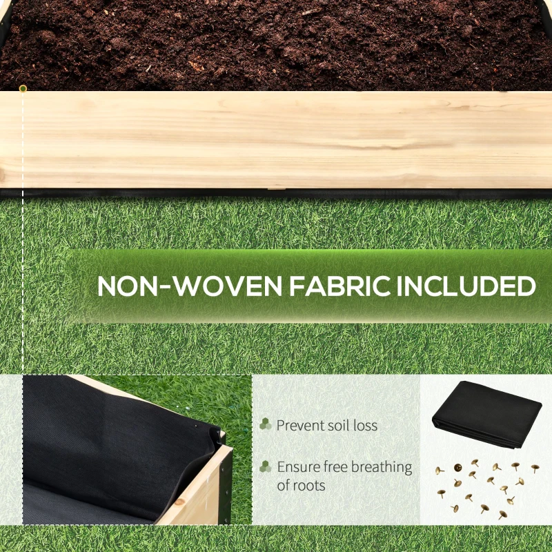 Outsunny Foldable Raised Garden Bed, Wooded Elevated Ground Planter Box with Insert Extended Steel Corners, 47 x 31 x 9in, for Vegetables, Flower, Herb