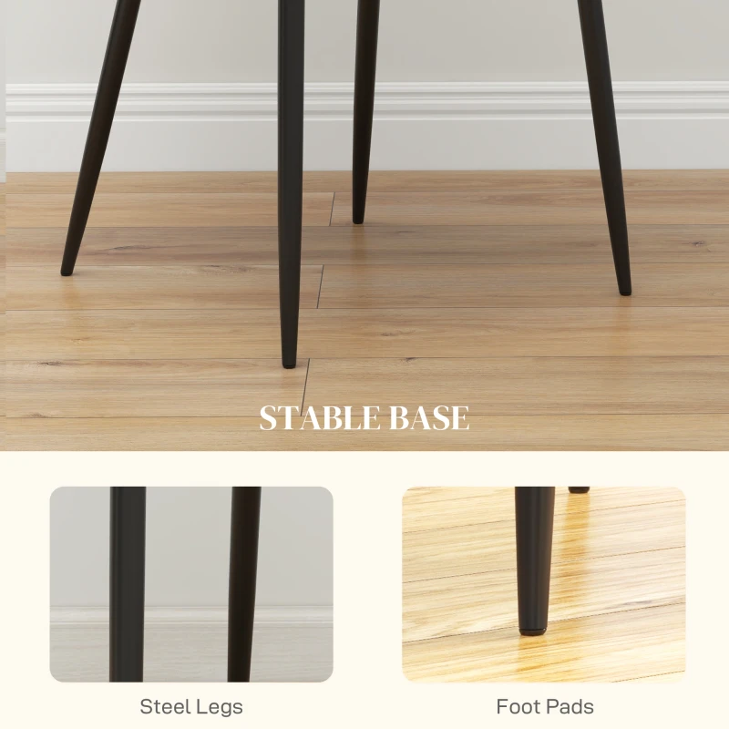 HOMCOM Upholstered Dining Chairs Diamond Tufted 300 lbs Capacity Set of 2 Kitchen Chairs Cream White