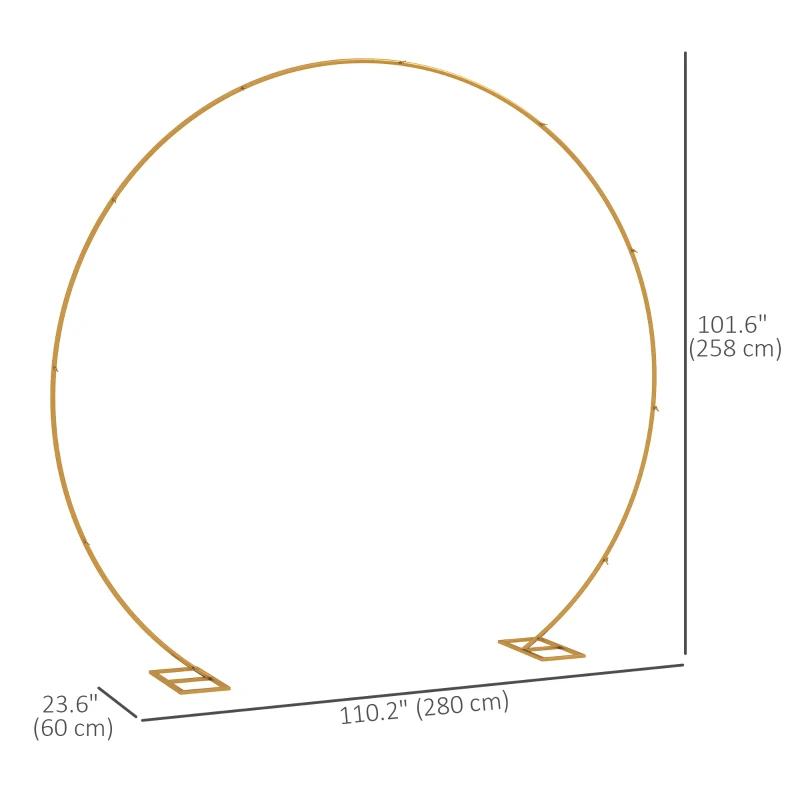 Outsunny 9.1FT Gold Backdrop Stand, Round Metal Wedding Arch for Birthday Party, Bridal Shower, Graduation, Ceremony