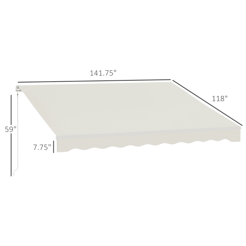 Outsunny 12' x 10' Electric Awning, Retractable Awning, UV Protection Sun Shade Shelter with Remote Controller and Manual Crank Handle for Deck, Balcony, Yard, Cream White(m-3)