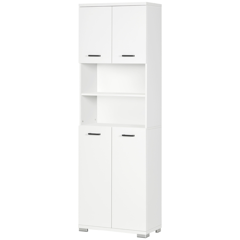kleankin Bathroom Cabinet, Freestanding Linen Cabinet with Open Shelves and Cupboards, 23.6"x13.2"x72", White