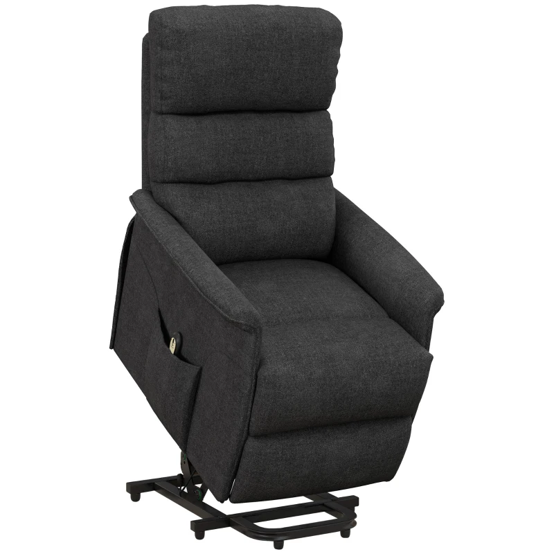 HOMCOM Power Lift Chair for Seniors, Electric Lift Recliner Chair with Remote Control, Side Pockets for Living Room, Black