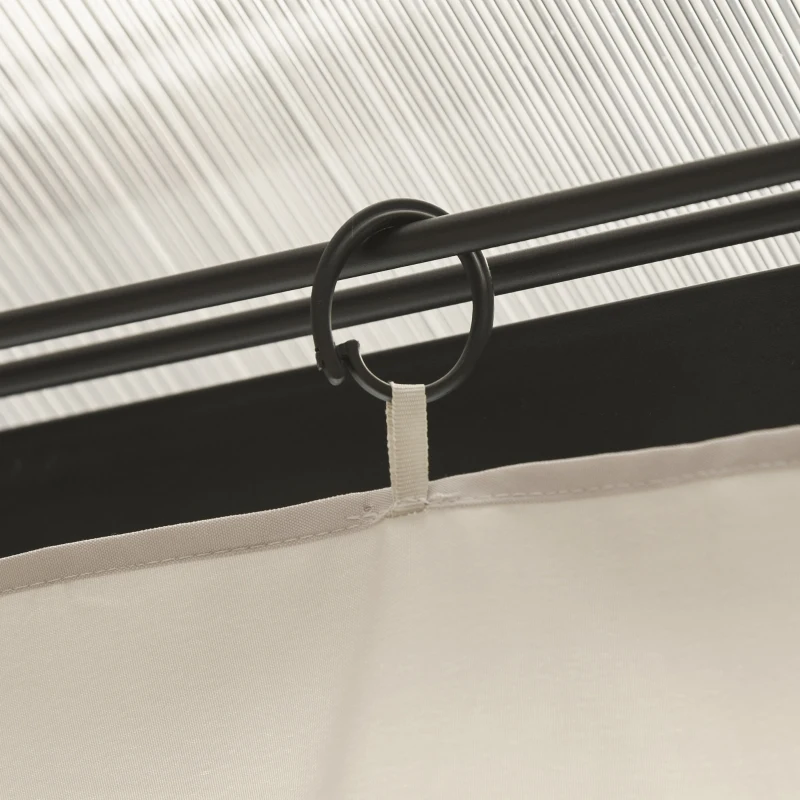 Outsunny 10' x 10' Universal Gazebo Sidewall Set with 4 Panels, Hooks/C-Rings Included for Pergolas & Cabanas, Beige