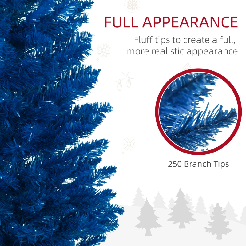 HOMCOM 5ft Pencil Christmas Trees, Skinny Artificial Christmas Tree for Xmas Holiday Decor, Deep Blue