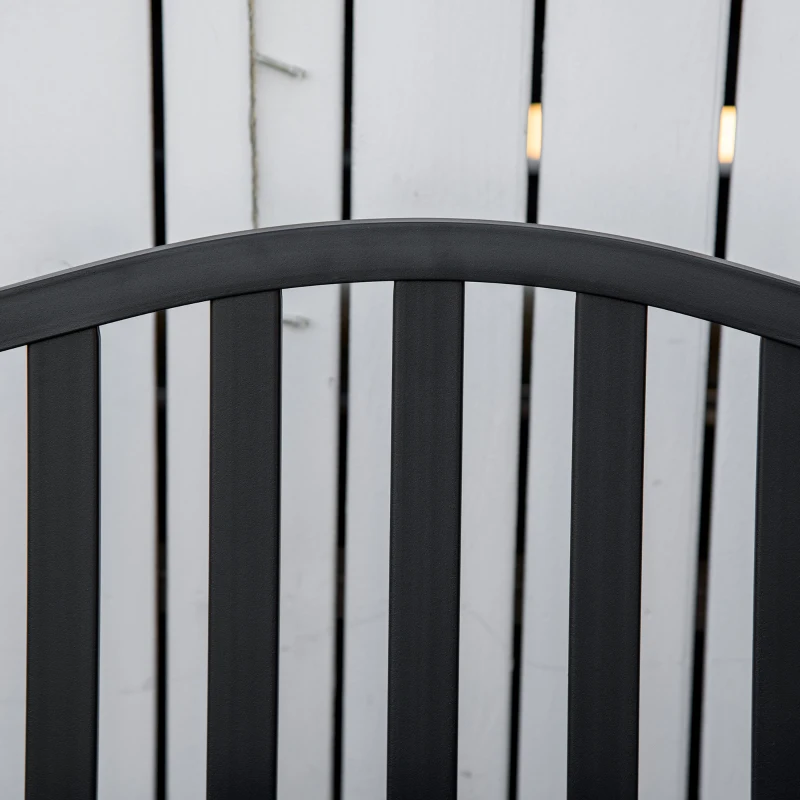 Outsunny Metal Outdoor Bench with Liftable Middle Table, Patio Loveseat, Garden Bench for Lawn, Porch, Seats 2–3 People, Black