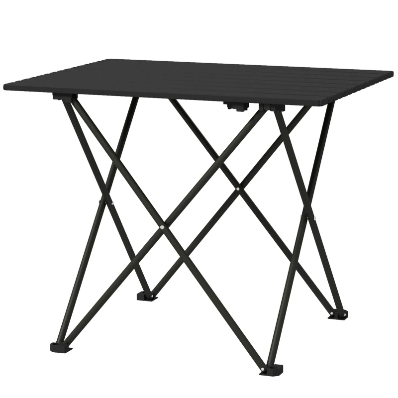 Outsunny Folding Camping Table, Outdoor Portable Picnic Table with Carry Bag, Foldable Table for Camping, Picnic, Hiking, Black
