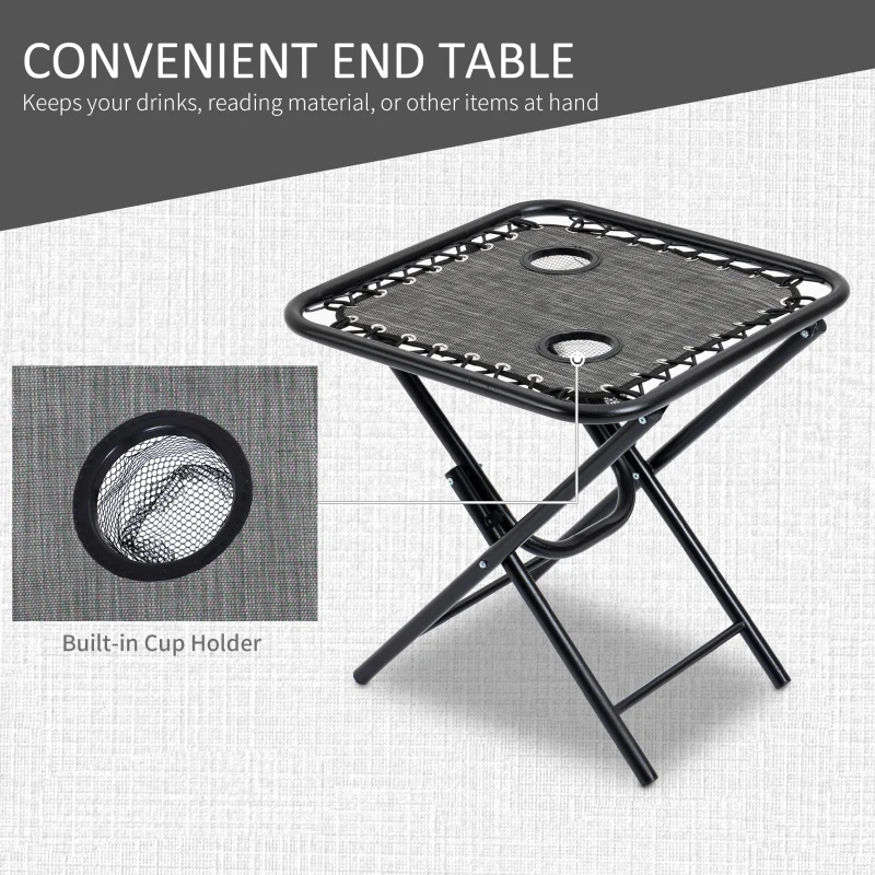Outsunny Zero Gravity Chair Set of 2 Patio Chair with Side Table Cupholders and Pillows for Pool, Backyard, Lawn, Beach, Grey