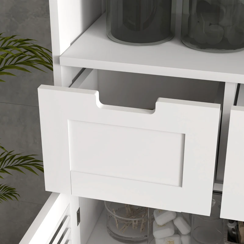 kleankin Bathroom Vanities with Louvred Doors, Medicine Cabinet, Bathroom Cupboard with Drawers and Open Shelf
