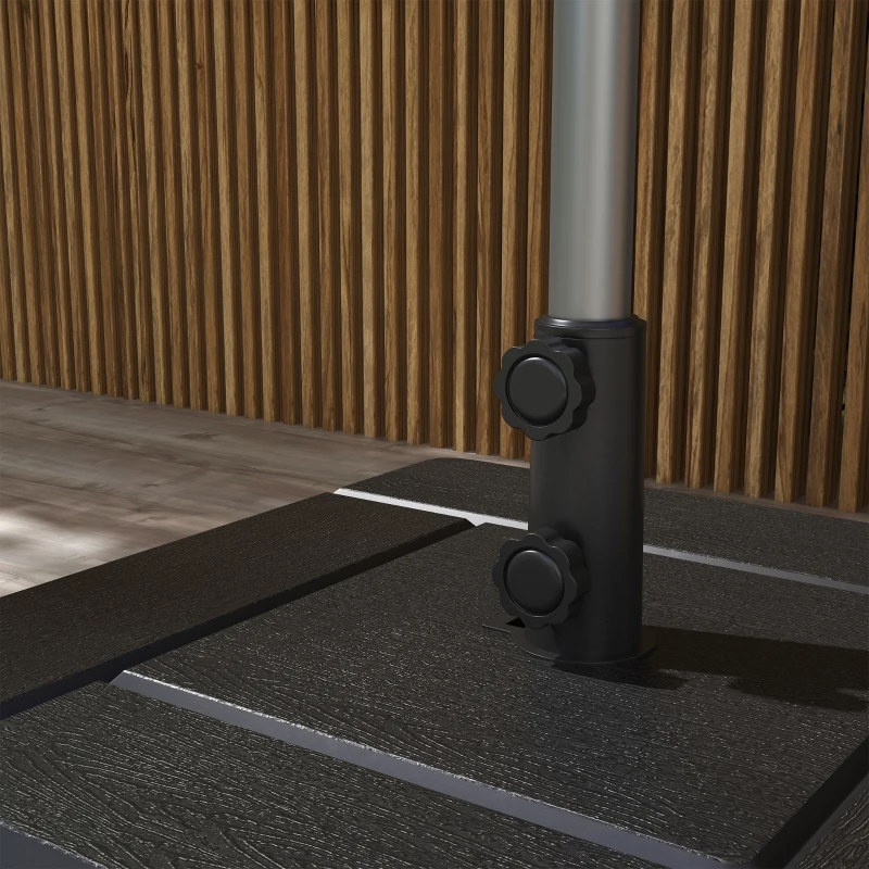 Outsunny 3-in-1 Outdoor Umbrella Base with Wheels and Handles, End Table, Flower Box Planter with Hole, 175 lbs. Capacity, Black