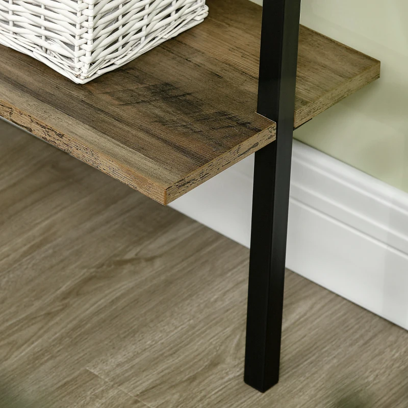 HOMCOM Industrial Wall Mounted Ladder 5-Tier Bookshelf, Brown