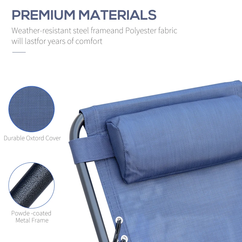Outsunny Zero Gravity Chair Set of 2 Patio Chair with Side Table Cupholders and Pillows for Pool, Backyard, Lawn, Blue