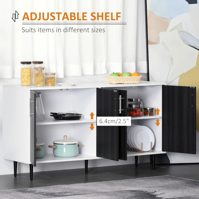 HOMCOM Modern Sideboard, Buffet Cabinet, Console Table with Adjustable Shelves, Anti-Topple Design, and Large Countertop, Dark Gray