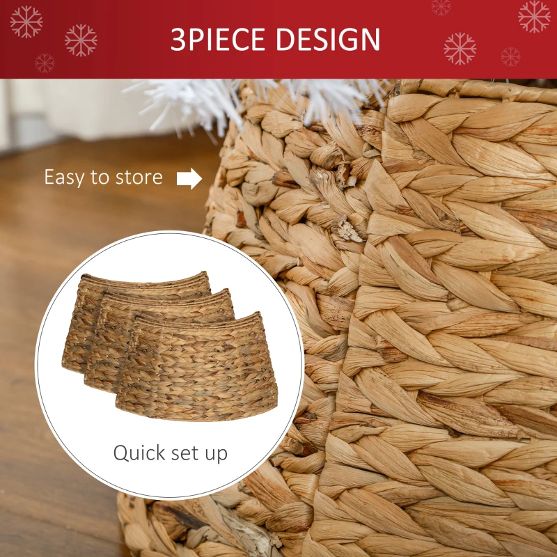 HOMCOM 24" Hyacinth Christmas Tree Base Cover, Hand Woven Christmas Tree Collar for Party, Holiday, Home Decoration, Natural