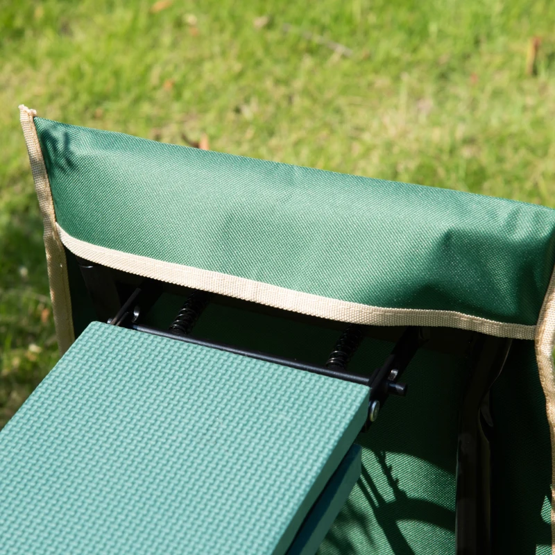 Outsunny  Garden Kneeler Seat Foldable Stool Bench 2 EVA Foam Kneeling Pad and 1 Large Tool Pouch