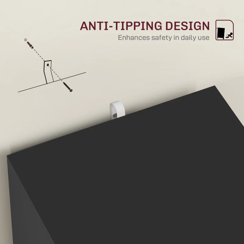 HOMCOM 2-Drawer Small Filing Cabinet Lockable Home Office Storage Cabinet with Adjustable Hanging Bars for A4 Letter Black