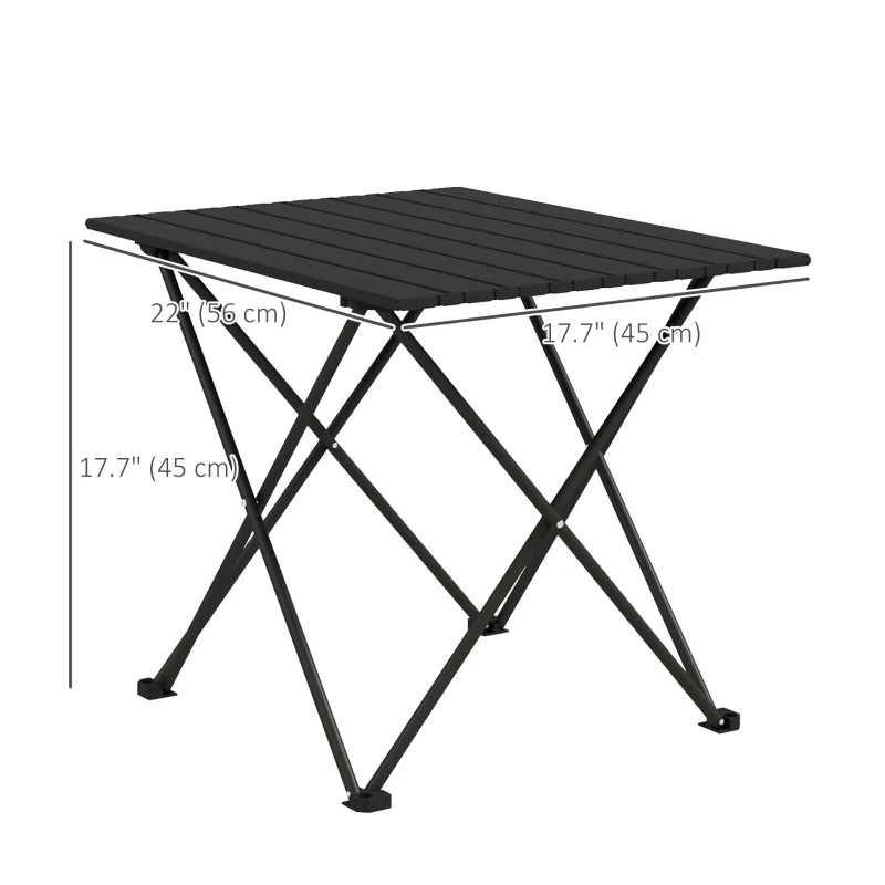 Outsunny Folding Camping Table, Outdoor Portable Picnic Table with Carry Bag, Foldable Table for Camping, Picnic, Hiking, Black