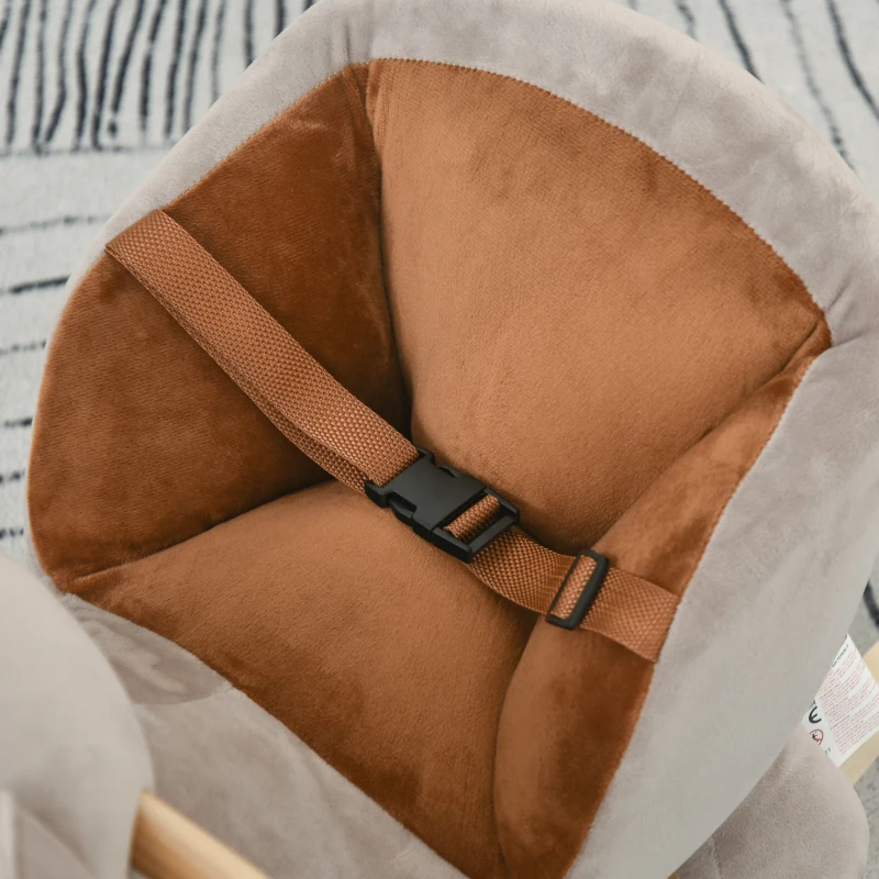 Qaba Bear-Shaped Kids Rocking Horse with Sound for 18-36 Months, Gray