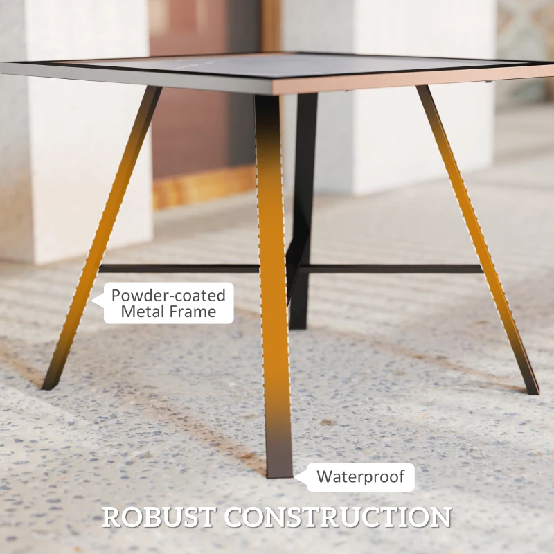 Outsunny Small Outdoor Side Table, Patio Side Table with SPC Tabletop for Garden, Patio, Lawn, Grey