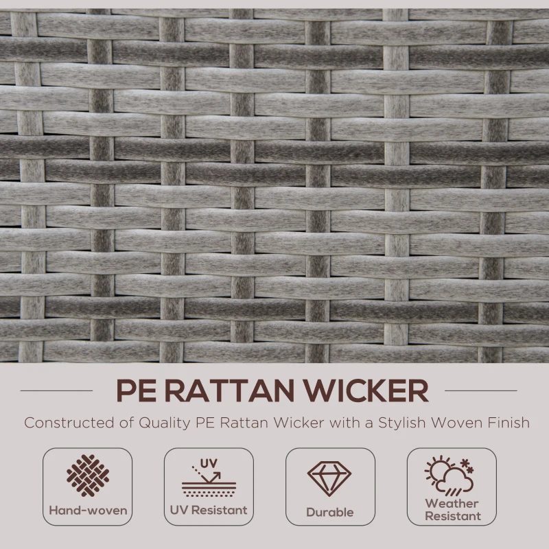 Outsunny Patio Rattan Daybed with Cushions, Wicker Outdoor Bed Lounger w/ Loveseat, Storage Ottoman, Coffee & Side Tables, for Poolside, Porch, Backyard, Gray