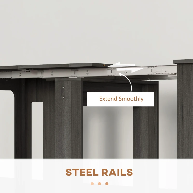 HOMCOM Extendable Dining Table, Expandable Kitchen Table for Small Spaces, Seats up to 6 People, Grey