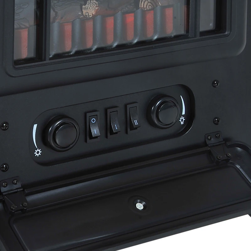 HOMCOM Fireplace Stove, Electric Fireplace Heater with Realistic LED Flames and Logs, 725W/1450W, Black