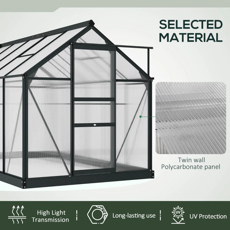 Outsunny 6.2' x 10.3' x 6.6' Outdoor Greenhouse with Walk-in Vent Door for Backyard Garden Gray