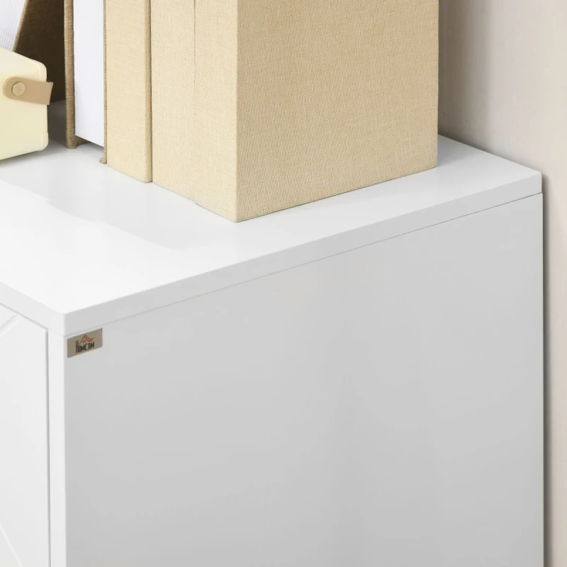 HOMCOM Freestanding Storage Cabinet with Doors, Cupboard Organization with Golden Hairpin Legs and Adjustable Shelves, White