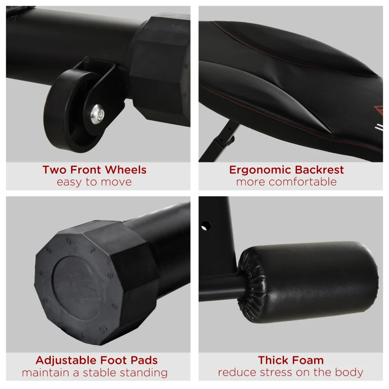 Soozier Multifunctional Sit Up and Dumbbell Weight Bench with 4-Angle Adjustable Backrest & Lightweight Portable Design - Black