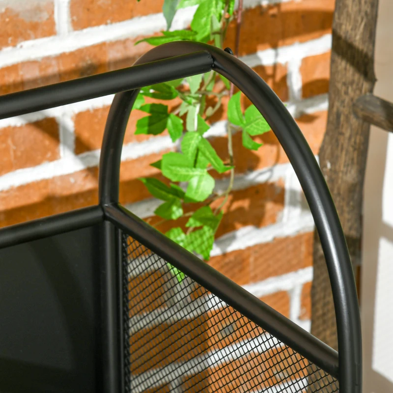 Outsunny 15" Outdoor Firewood Rack with Wheels and Tools, Heavy Duty Wood Storage Stacker, Indoor Outdoor Log Rack, Black