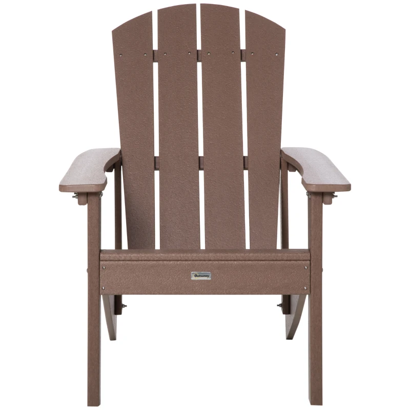 Outsunny Adirondack Chair, HDPE Fire Pit Chair, Weather Resistant Outdoor Chair for Patio, Garden, Backyard, Lawn, Brown