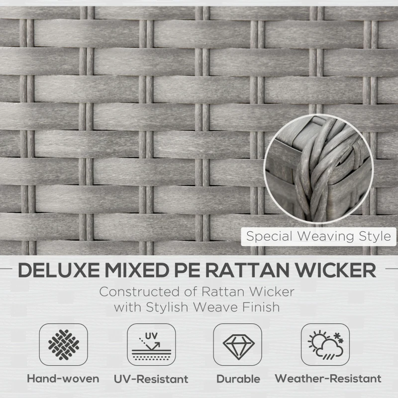 Outsunny 6 PCs Rattan Corner Sofa Set Outdoor Conservatory Furniture Grey