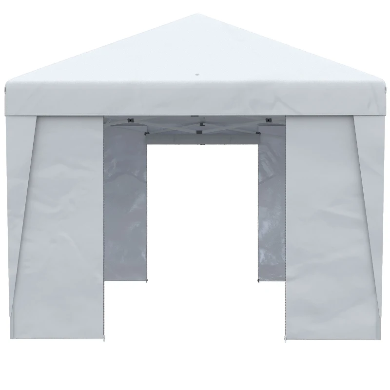 Outsunny 10' x 19.5' Pop Up Canopy Tent Height Adjustable Event Shelter w/ Sidewalls, Leg Weight Bags, Wheeled Carry Bag, White