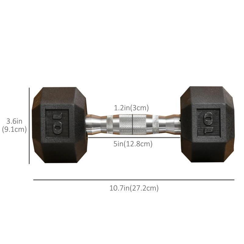 Soozier Rubber Dumbbells Weight Set, Total 20lbs, 10lbs Each, Dumbbell Hand Weight for Body Fitness Training for Home Office Gym, Black