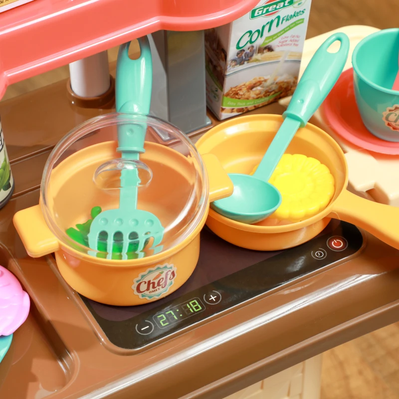 Qaba 3 in 1 Foldable Play Kitchen Set, Pretend Play Toys for Toddlers 3-6 Years Old, Multicolor