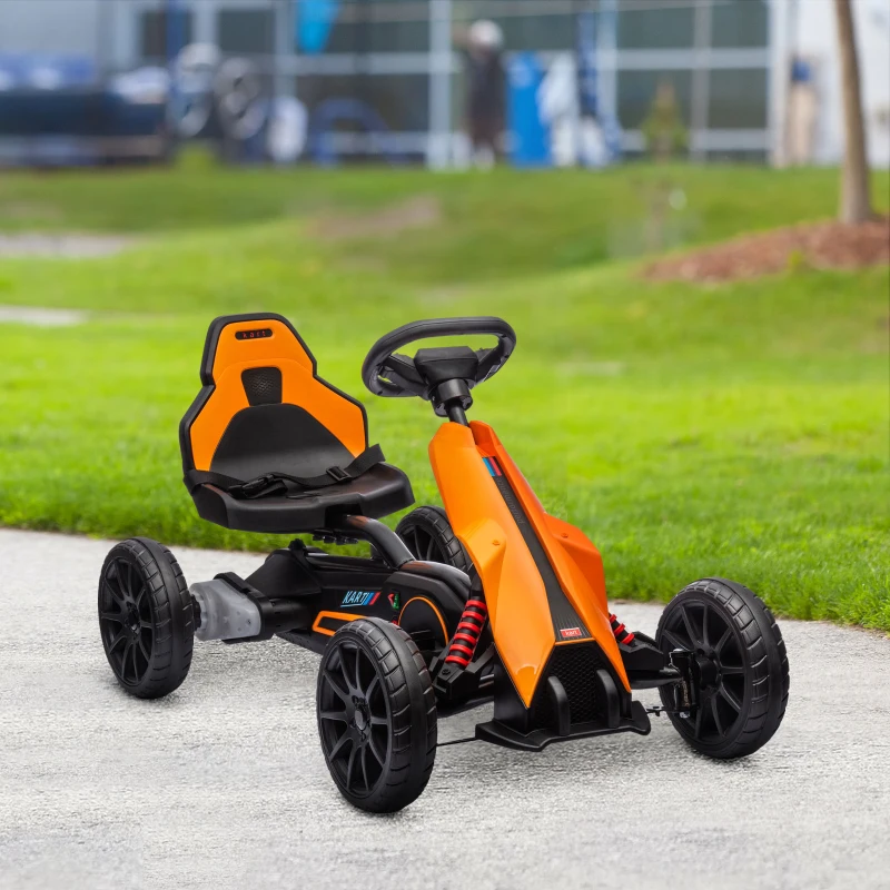 Aosom 12V Electric Go Kart for Kids w/ Adjustable Speed, Orange