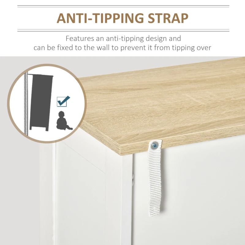 HOMCOM Storage Cabinet with Doors, Cupboard Organization with 2 Adjustable Shelves, Storage Solution for Living Room, Bathroom