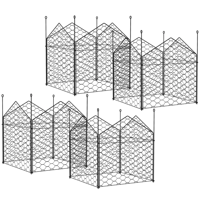 Outsunny 4 Pack Garden Cloches for Plants, 12" x 14" Metal Crop Cage Set, Plant Cages to Keep Animals Out, Black