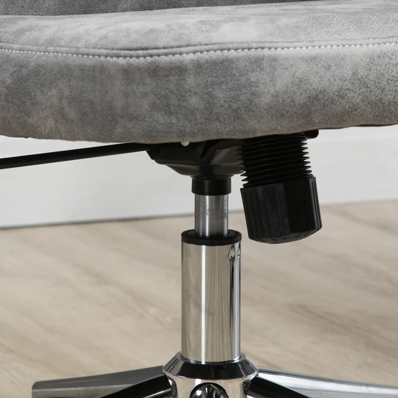 Vinsetto Armless Task Chair, Mid-back Desk Chair, Microfiber Home Office Chair with Adjustable Height, Tilt, Swivel Function, Vanity Chair with Wheels, Light Grey