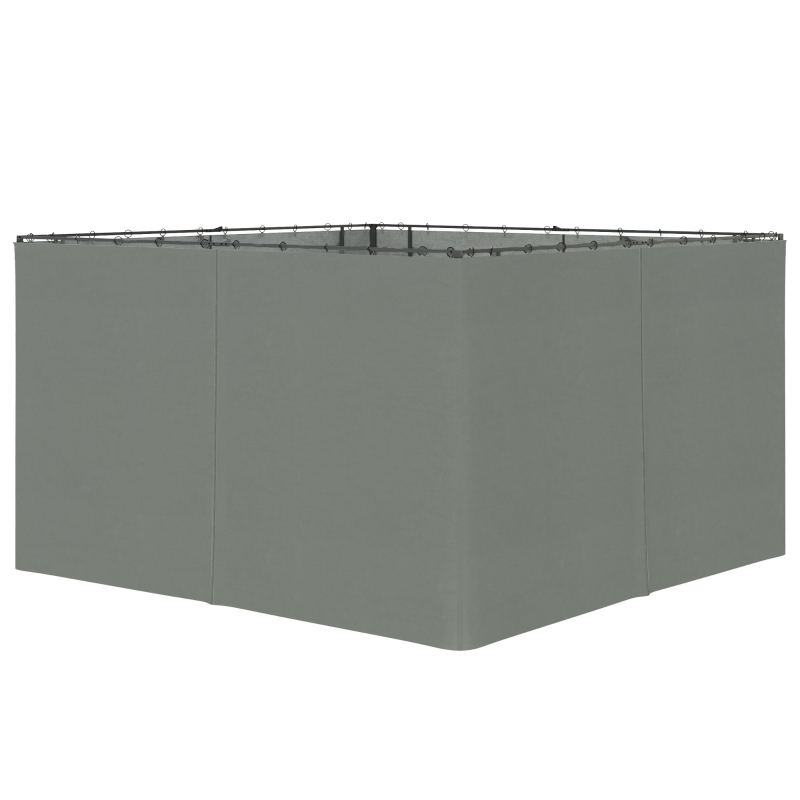 Outsunny Gazebo Replacement Sidewalls 4-Panel Privacy Wall for 10' x 12' Canopy, Outdoor Shelter Curtains Accessories Dark Grey