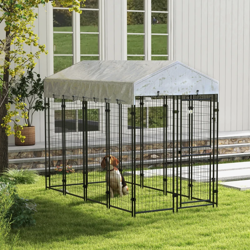 PawHut 7.8' x 4' x 6' Outdoor Dog Kennel with Waterproof Canopy, Large Door