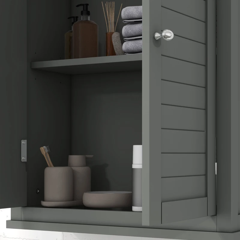 kleankin Over Toilet Storage Cabinet, Bathroom Wall Cabinet with Adjustable Shelf for Living Room and Entryway, Grey