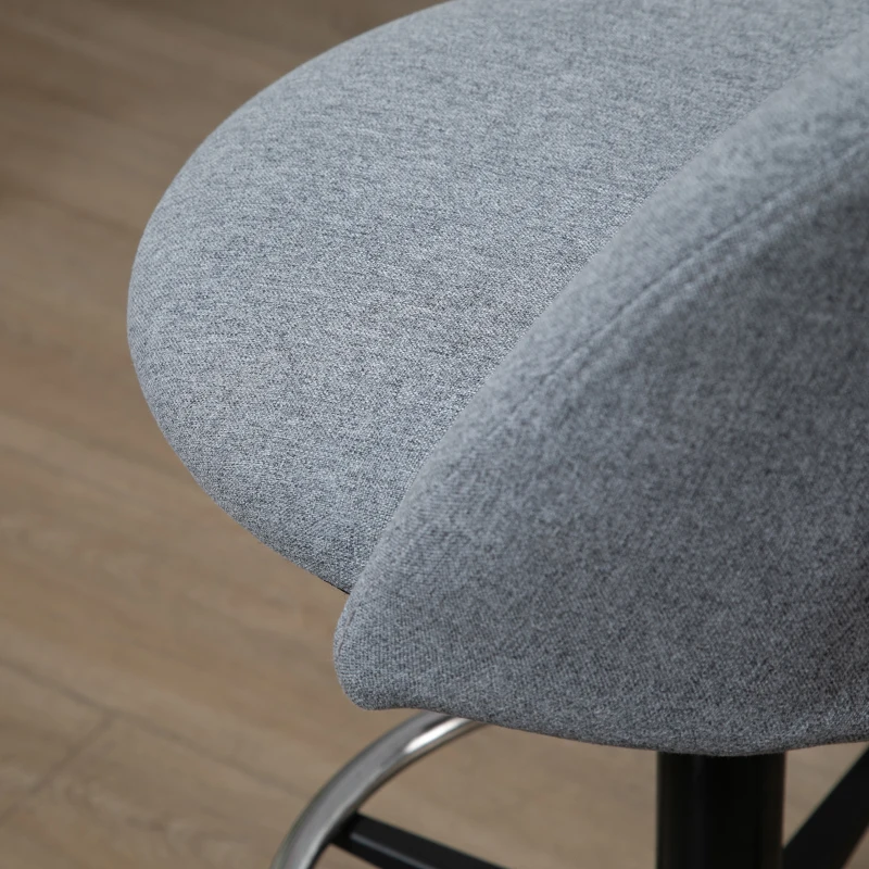 Vinsetto Drafting Chair Mid Back Linen Desk Office Draft Chair with Adjustable Height and Foot Ring, Swivel Wheels, Grey