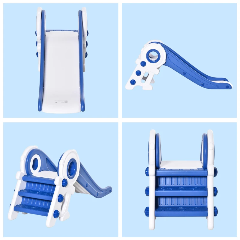 Qaba Folding Kids Slide, Activity Freestanding Climber for Ages 1-3 Years, Indoor and Outdoor Exercise Playset Toy Center, with Cartoon Astronaut Shape, Blue
