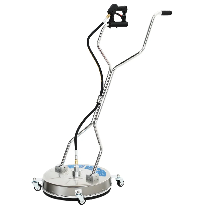 Outsunny 18" Pressure Washer Surface Cleaner with 4 Wheels, Stainless Steel Power Washer Surface Cleaner with 1/4" Quick Connector, 2 Handles, 3600 PSI, Silver