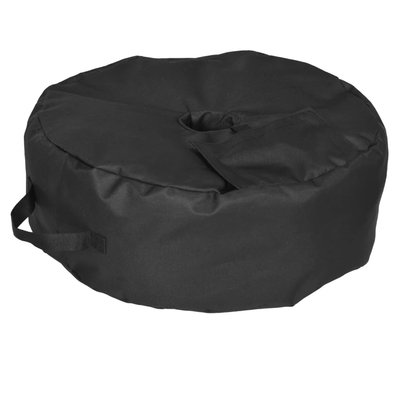 Outsunny 19" Round Patio Umbrella Base Weight Sand Bag Weather Resistant Garden Parasol Weight Base Stand Holder Weights  w/ Scoop Up 88lbs Black