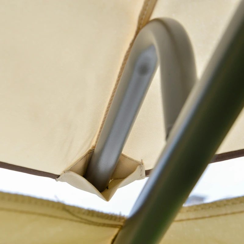 Outsunny 11' x 11' Outdoor Canopy Tent Party Gazebo with Double-Tier Roof, Steel Frame, Included Ground Stakes, Beige