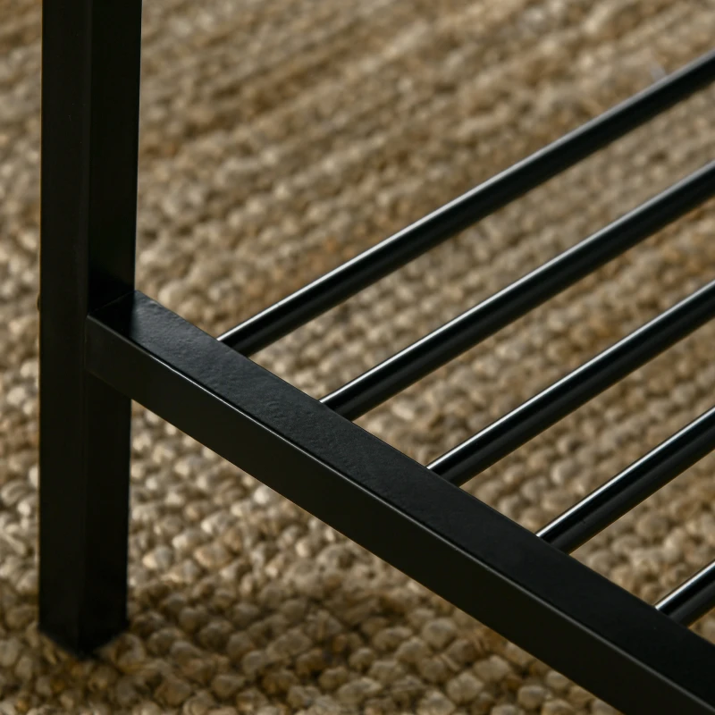 HOMCOM Industrial Dining Table Set, Kitchen Table and Chairs for 4, Dinner Table with Bench Set with Metal Frame & Storage Shelf, 4 Piece Dinette Set